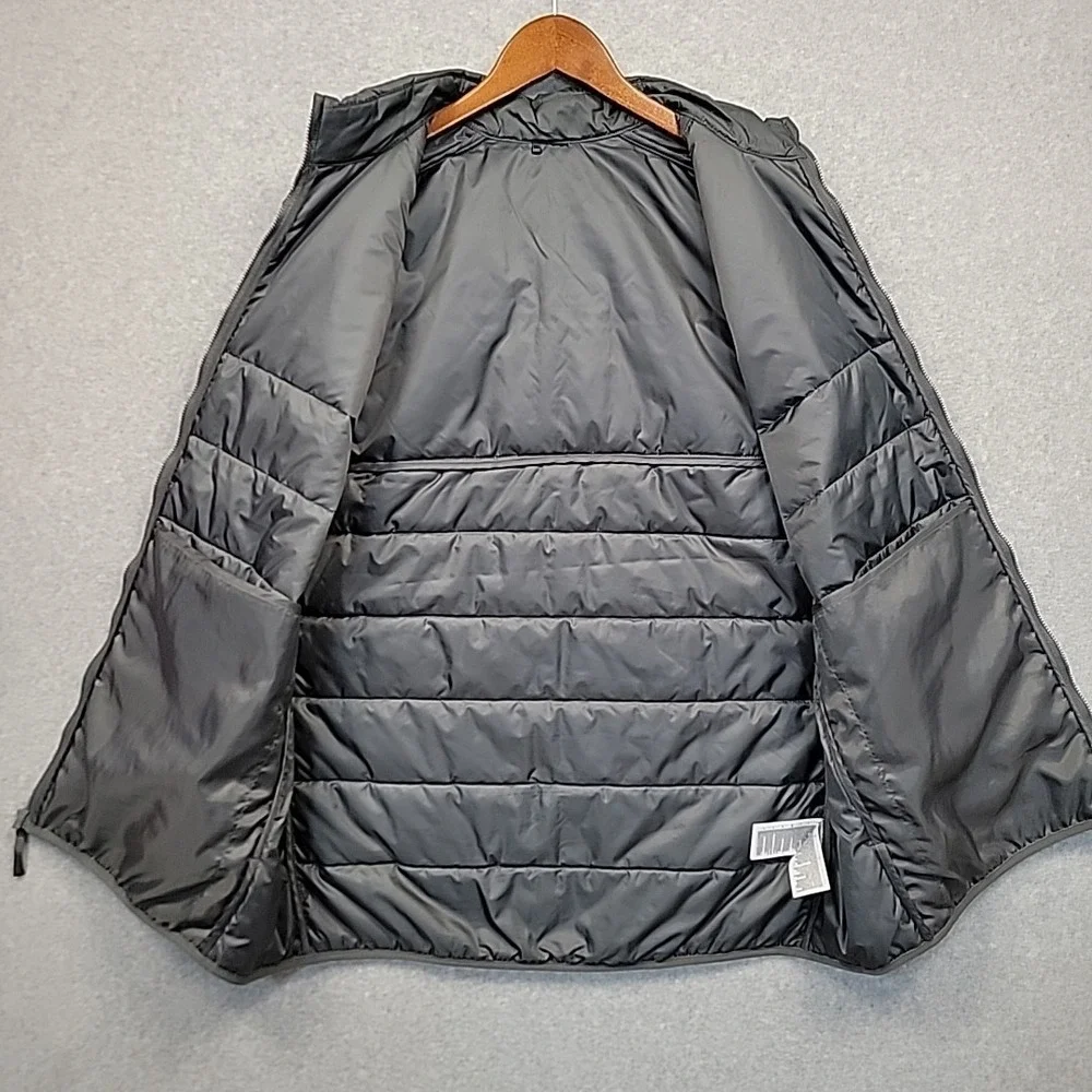 ADIDAS Puffer Vest Men's 2XL Gray Three Stripe Logo Sporty Eco Friendly Material
